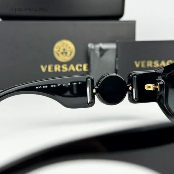 Versace Men Sunglasses Black Grey Rectangle VE4361 Medusa Biggie 536087 NEW